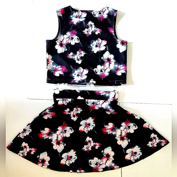 George Girl Floral Print Stretchy Co-ord Sets Tank Top & High Waist Flare Skirt - Picture 2 of 9